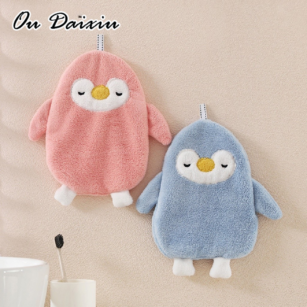 OUDAIXIU น่ารักเพนกวินรูปดูดซับปะการังผมผ้าติดผนังผ้าเช็ดมือ ราคา 22 บาท*ส่งฟรี
