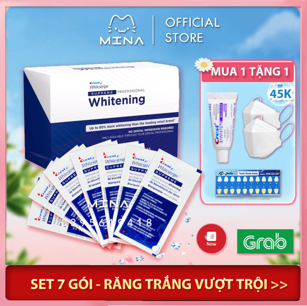 Set 7 gói miếng dán trắng răng Crest Supreme Professional chính hãng Mỹ -  Giúp trắng răng vượt trội dành cho răng thường và răng khoẻ giá rẻ