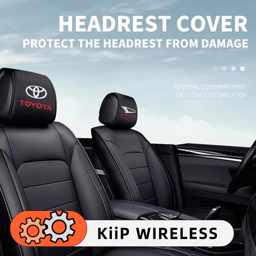 Sarung Headrest Mobil Cover Pelindung Headrest Sandaran Kepala Jok Mobil Universal dengan Logo fits with toyota honda nissan Harga 39,000 rupiah*Gratis Ongkir