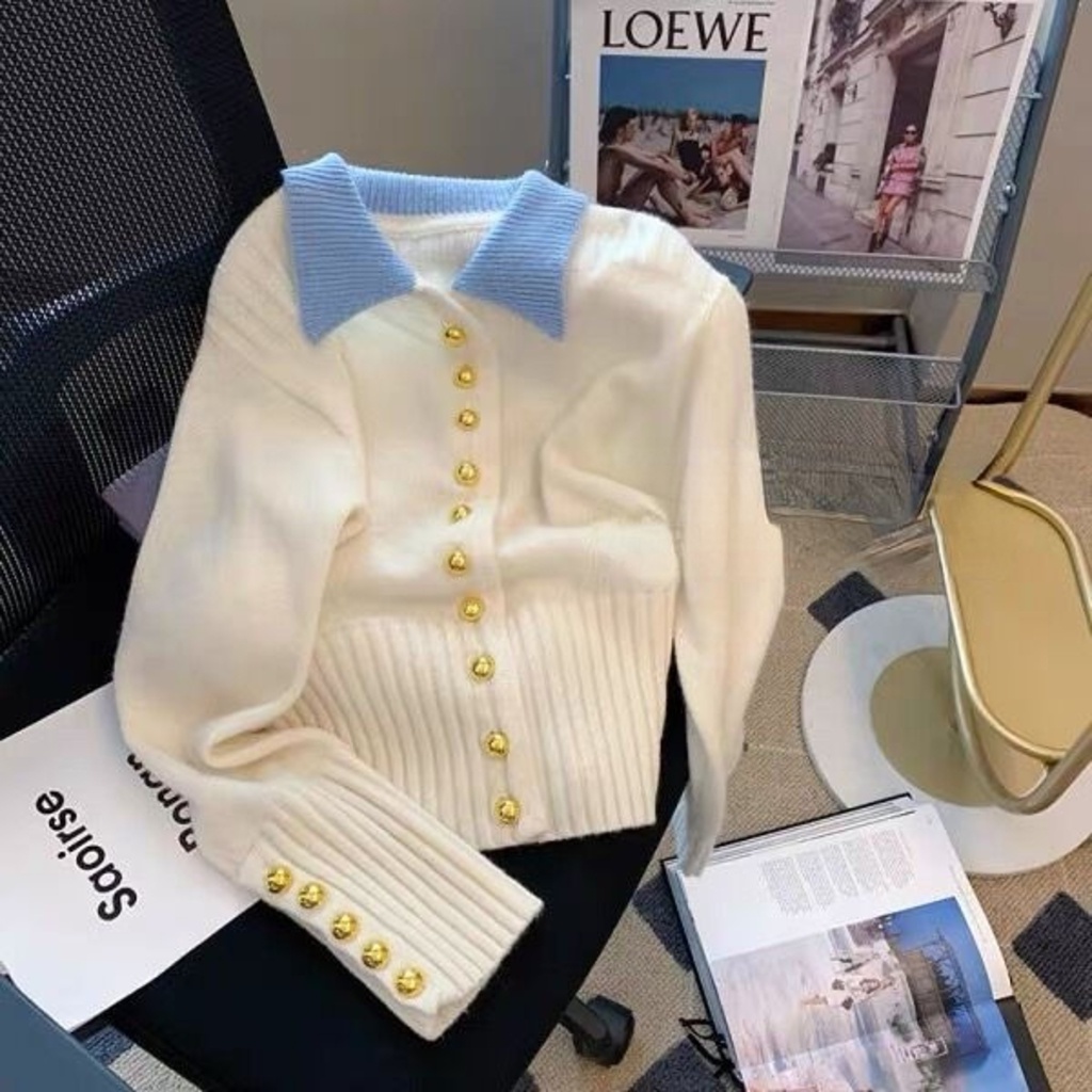 Áo Khoác Cardigan Dệt Kim Cổ Bẻ Mềm Mại Thời Trang Thu Đông Thanh Lịch Cho Nữ