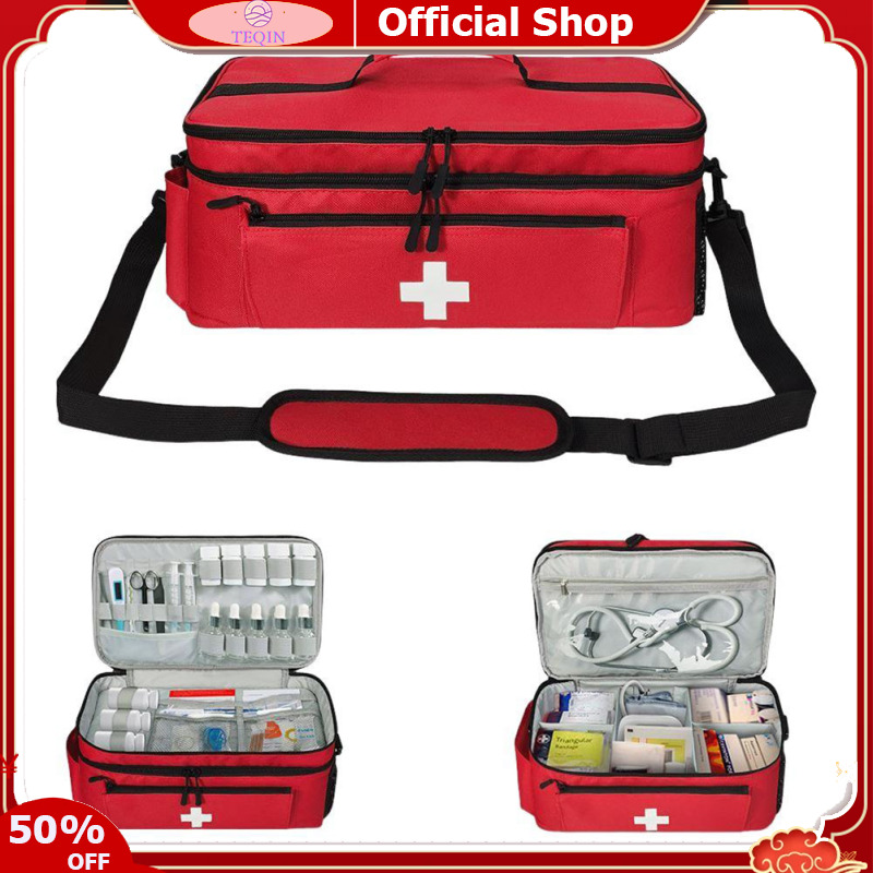 TEQIN First Aid Bag Large Capacity Storage Pouch Waterproof Trauma Bag For Emergency Dual-Layer First Aid Kit With Shoulder Strap ราคา 801 บาท*ส่งฟรี