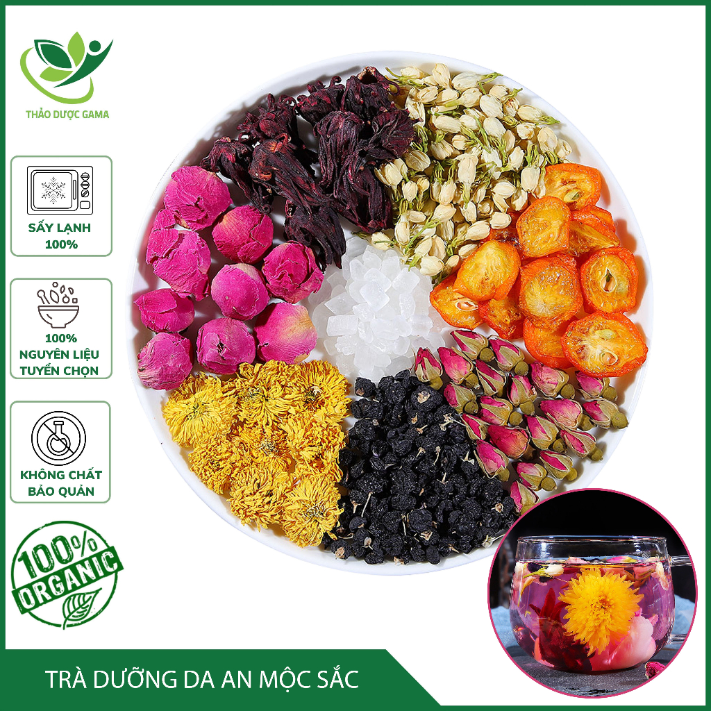 Trà thảo mộc dưỡng nhan đẹp da, dưỡng da, trà chăm sóc da mặt thảo mộc gama