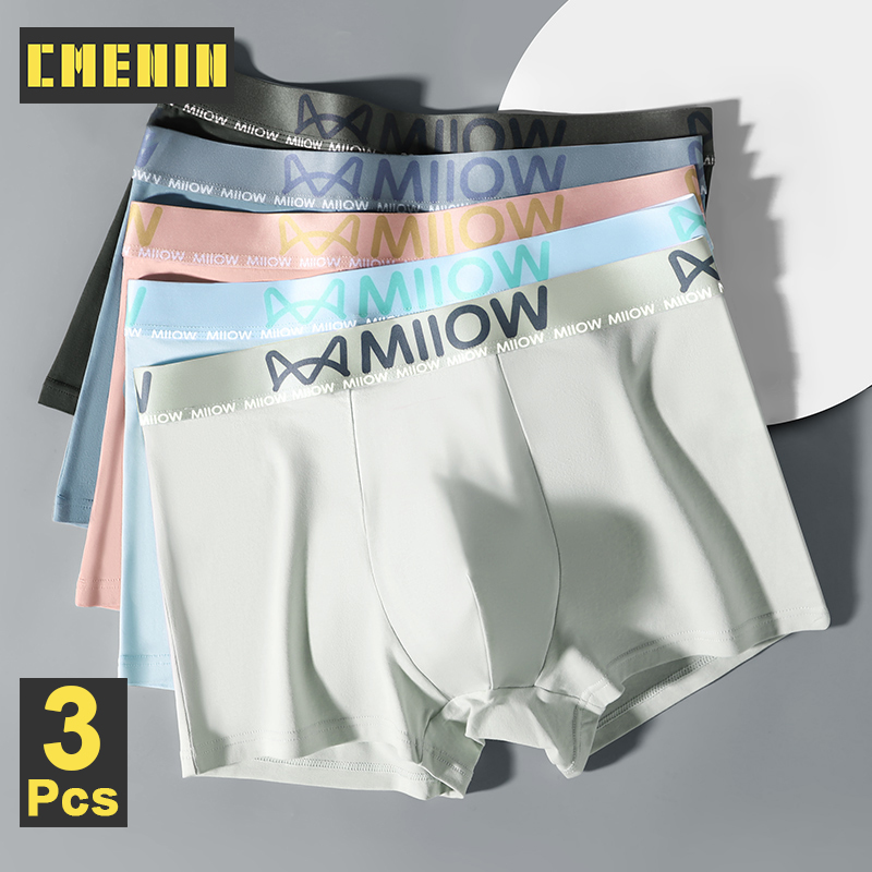 CMENIN MiiOW 3Pcs Antibacterial Cotton Man Underwear Boxers Men's Panties Trunks Sexy Men Underpants Boxershorts Boxeurs M1868 ราคา 342 บาท*ส่งฟรี