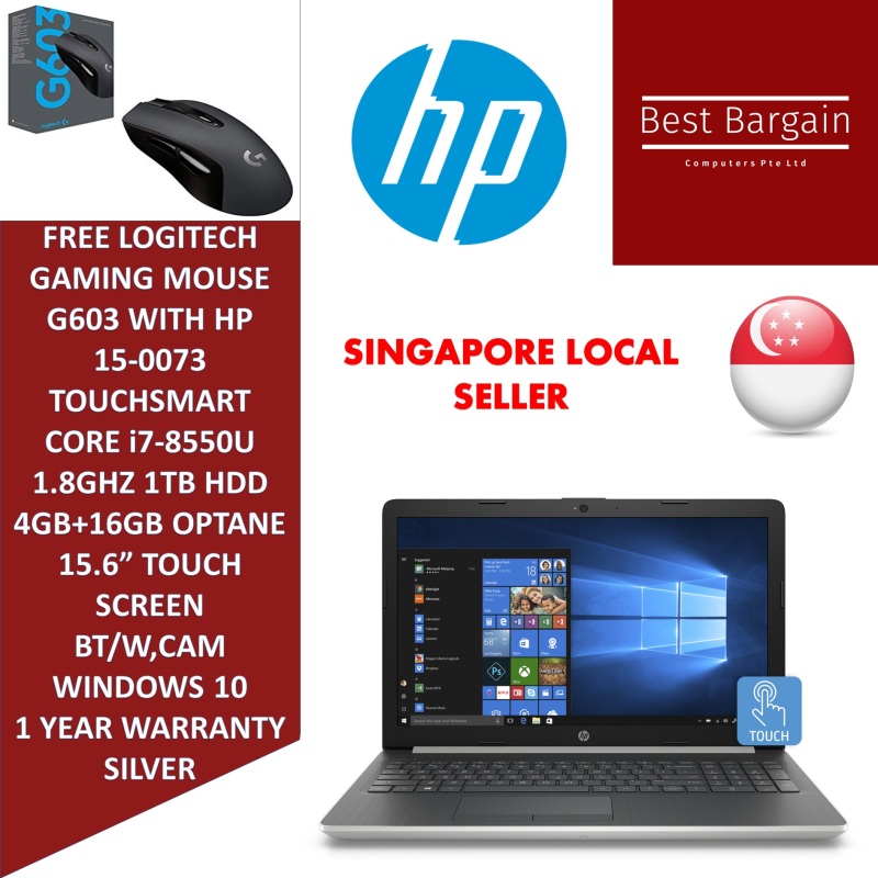 HP 15 DA0073 TOUCHSMART i7 8550U 1TB hdd 4GB ram 16GB OPTANE 15.6 TOUCHSCREEN WIN10 Home 4AL76UA