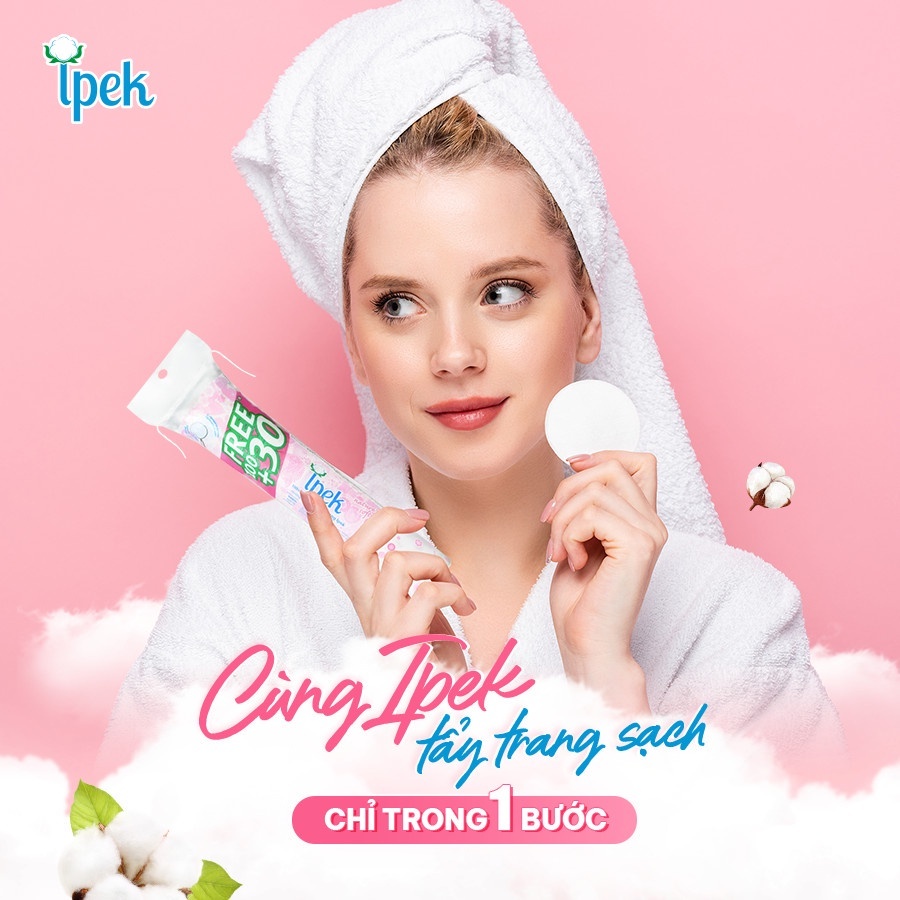 Bông Tẩy Trang Ipek Sợi Cotton Mềm Mịn An Toàn Cho Da Mặt 150 Miếng - Thích hợp dùng với nước hoa hồng, toner hoặc tẩy sơn móng. Không gây kích ứng, dùng được cho cả vùng da nhạy cảm như quanh mắt và môi.