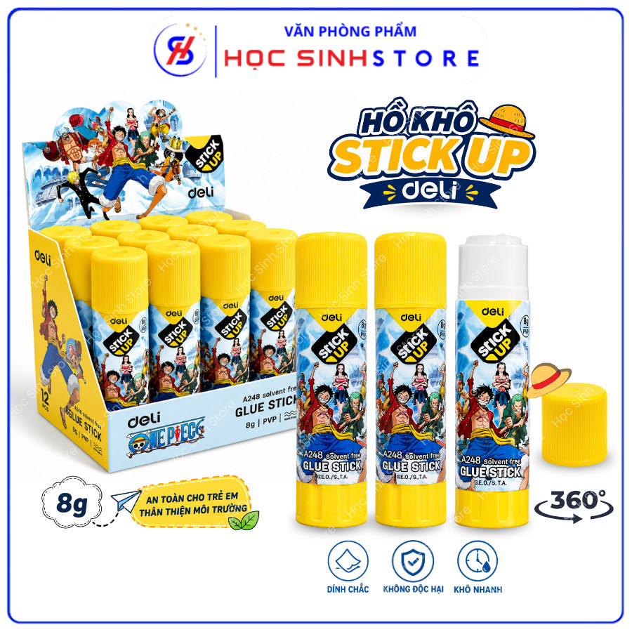 Combo 3 Chai Hồ Khô One Piece Cao Cấp Deli A248 8g, Nắp Tiện Lợi, An Toàn, Ít Mùi, Độ Bám Dính Cao