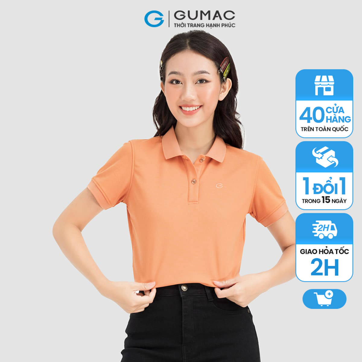 Áo polo nữ gumac, áo polo phối cúc nhiều màu atc08004