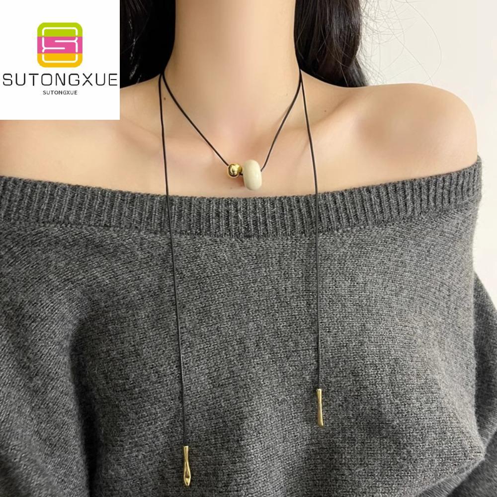 SUTONGXUE แบบเกาหลี สร้อยคอจี้ลูกปัด สวยงาม วินเทจ สร้อยคอเทรนด์ สง่างาม วัสดุสายไฟ สร้อยคอเชือก ผู้หญิง ราคา 146 บาท*ส่งฟรี
