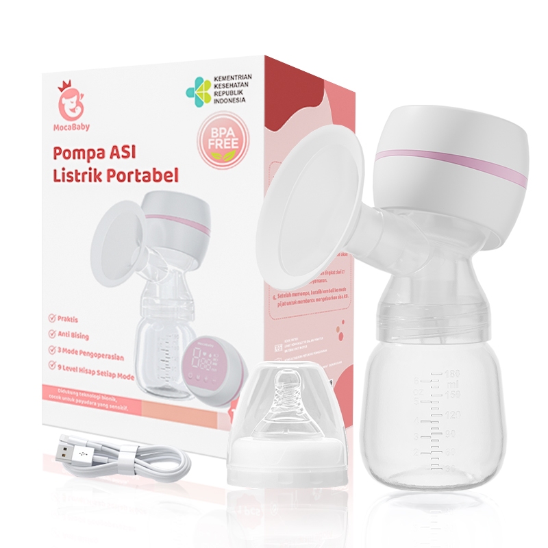 (Warranty) Mocababy Pompa ASI Elektrik Paket Hemat Ibu Baru Bebas Bau & Aman Hisap Kuat Tanpa Kabel Otomatis Portabel Pompa Asi 180ML Breast Pump BPA Free BF01