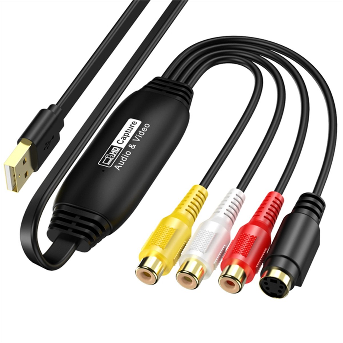 USB Video Capture to Digital Converter USB 2.0 Video Audio Capture Card for TV DVD Support System Easy Install Easy to Use