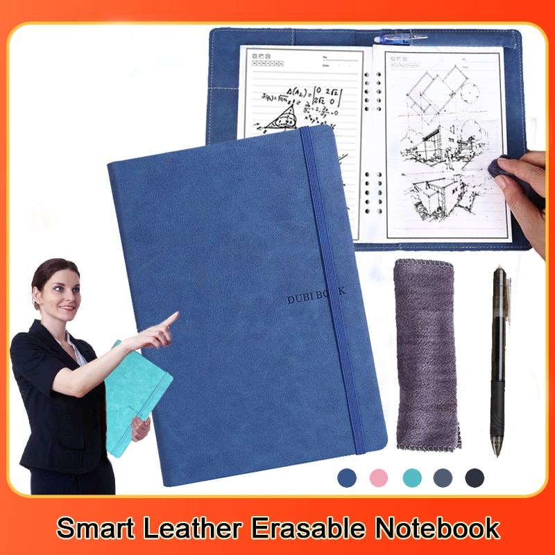 Art Reusable Leather Notebook A5 Waterproof Erasable Business Notepad 50