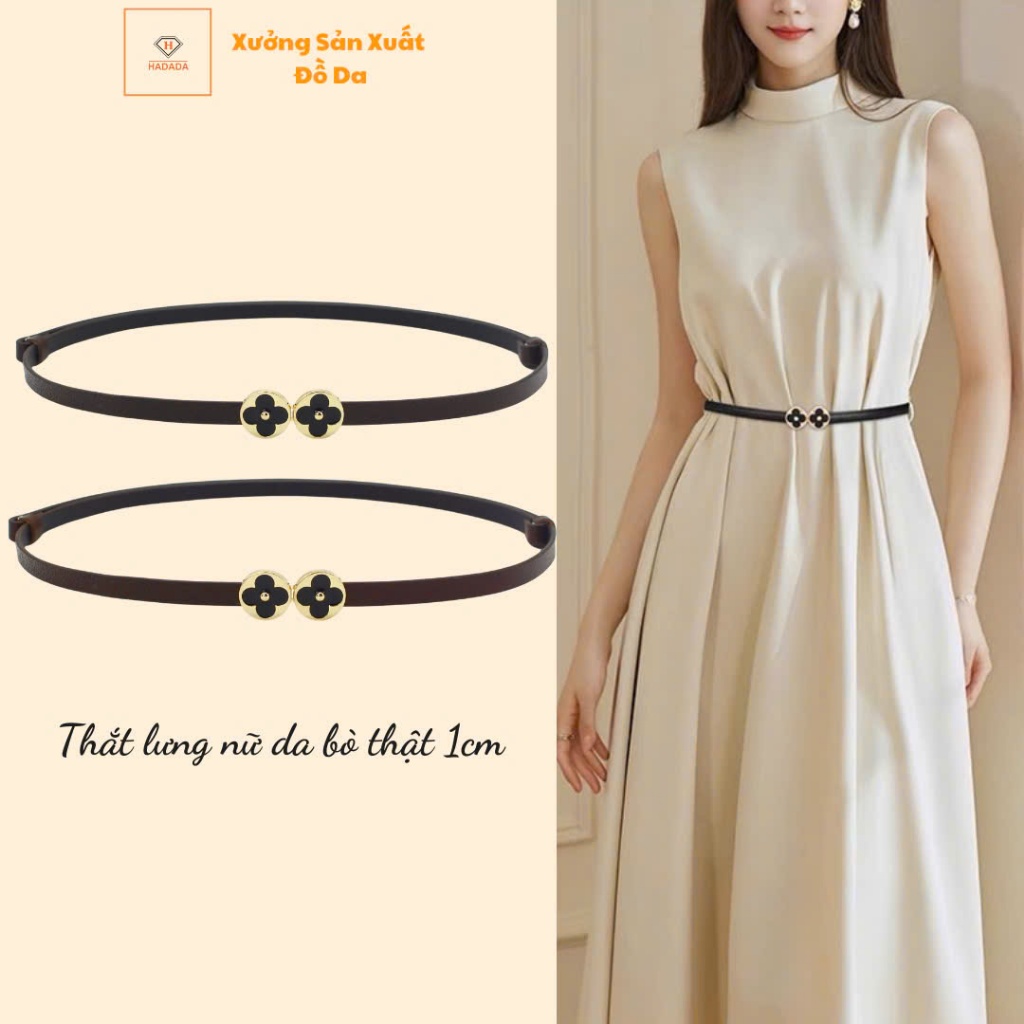 Đai váy, thắt lưng nữ da bò thật HADADA bông hoa nhỏ xinh 1DV290