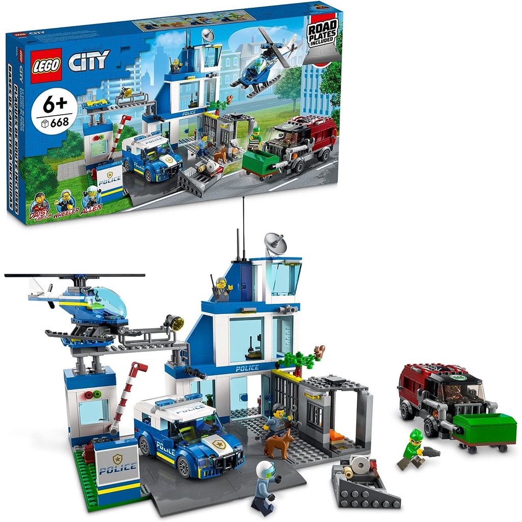 LEGO City Police Station with Van Garbage Truck & Helicopter Toy 60316 Gifts for 6 Plus Year Old Kid