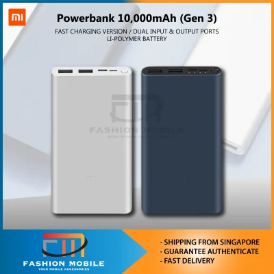 NEW!! Xiaomi Power Bank Xiaomi Powerbank Gen 3 10000mAh Fast Charge Version Upgraded with Dual USB Output Supports Two Way Quick Charge