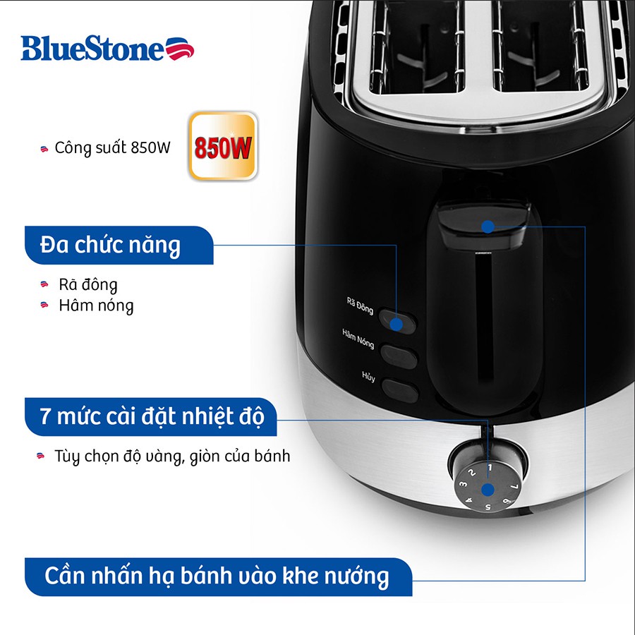 Máy nướng bánh mì bluestone ttb-2533 850w hộp xấu