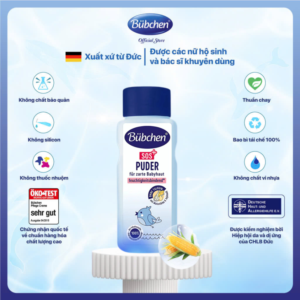 Phấn Rôm Bảo Vệ và Làm Dịu Da Cho Bé SOS Puder 80g Bubchen Official Store