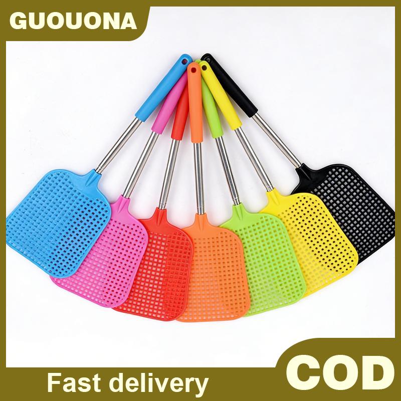 GUOUQNA ไม้ตีแมลงวันแบบยืดหดได้พลาสติกทนทานพร้อมเครื่องไล่ยุงสแตนเลสอุปกรณ์เสริมสำหรับใช้ในบ้าน ราคา 19 บาท*ส่งฟรี