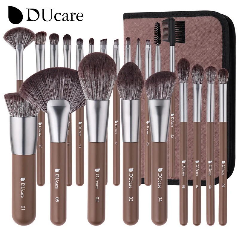  Ducare 22 chiếc bộ cọ trang điểm kèm túi kem nền Kabuki tổng hợp cao cấp chuyên nghiệp dụng cụ trang điểm bàn chải pha trộn màu phấn hồng che khuyết điểm phấn mắt kèm vỏ  đăng trong dịch vụ bảo hành 24 giờ & 90 ngày  