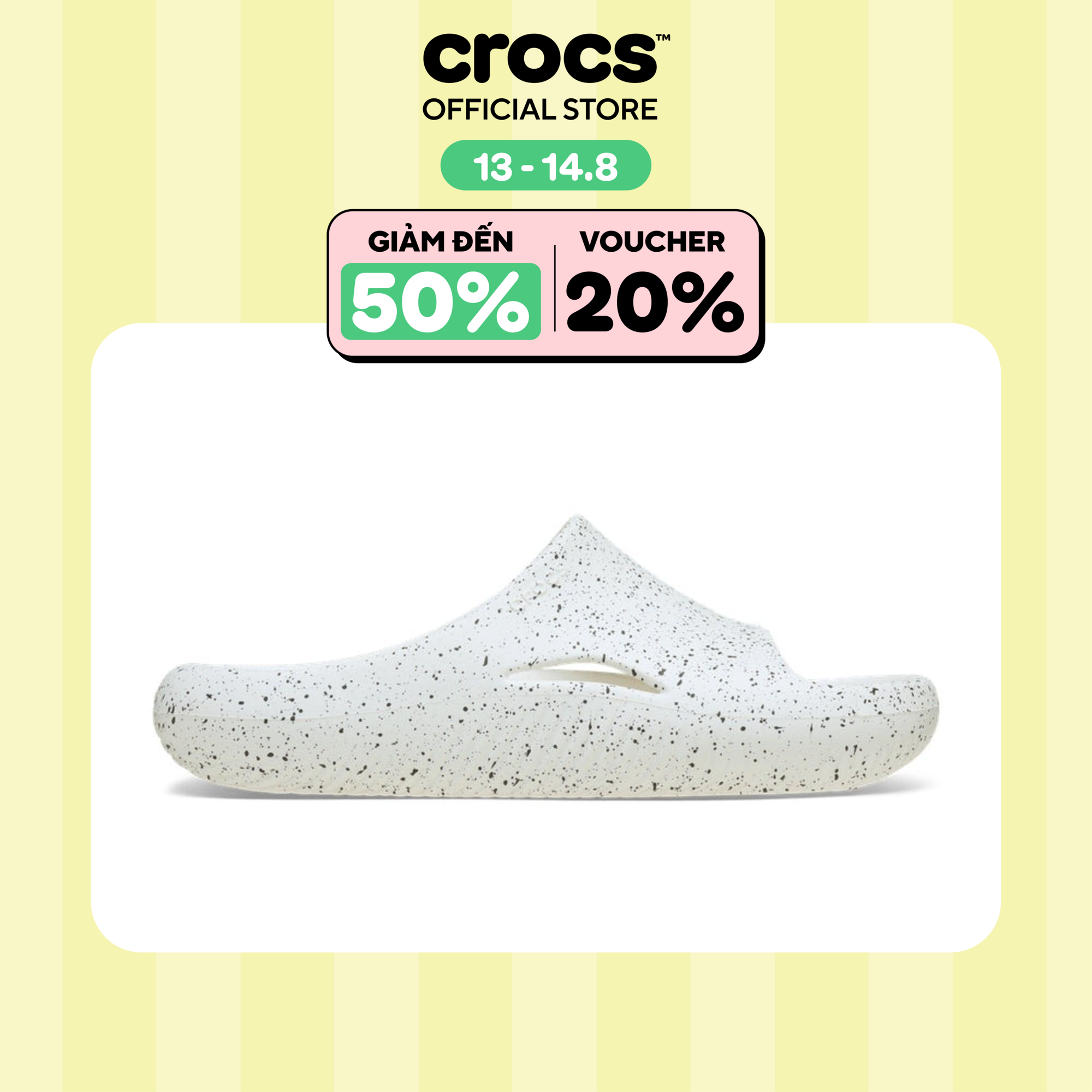 Dép Quai Ngang Unisex Crocs Mellow Recovery Speckle - White - 211601-100