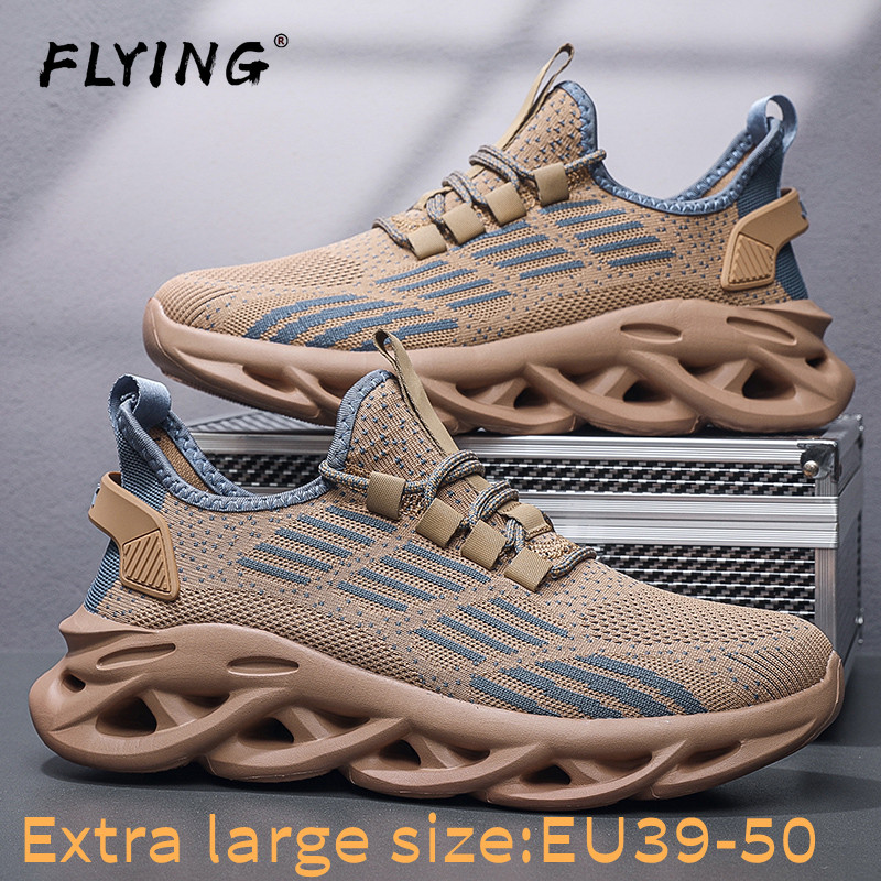 FLYING Summer Men's Sneaker Extra Large Size 50 49 48 47 46 New Men's Shoes High Elastic Ultra Light Soft Bottom Sports Casual Shoes Hollow Breathable Mesh Shoes Non-slip Shock Absorption Running Shoes