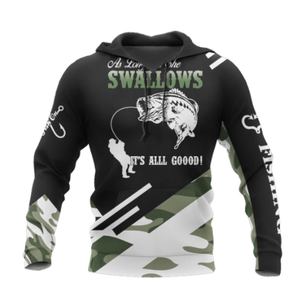 Custom Fishing Bass Camo hoodie  (Free Custom Name)
