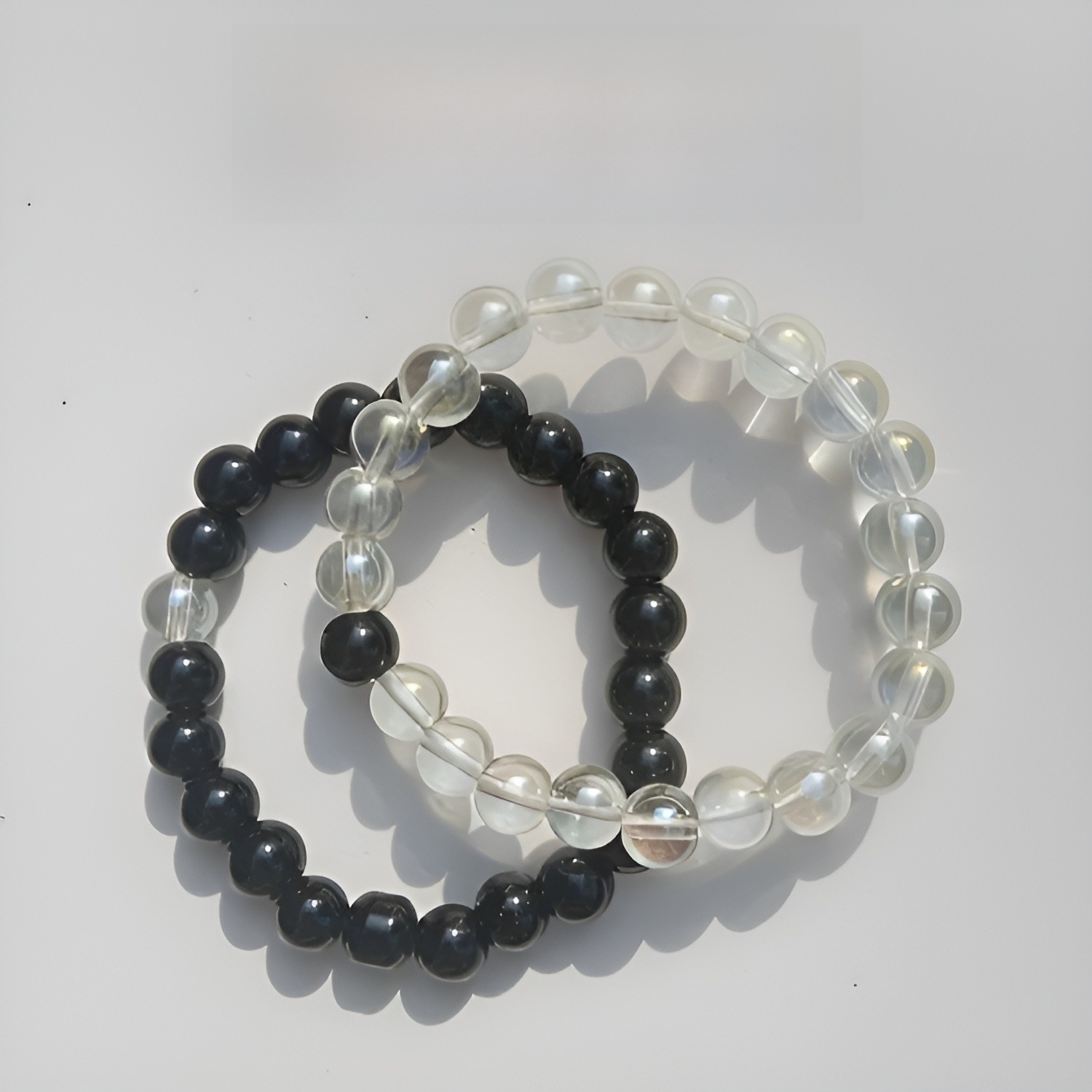 Bohemian Beads Couple Pack Of 2 Bracelet Glass & Black For Men's And Women High Quality Fashion In Trend Marble Stone
