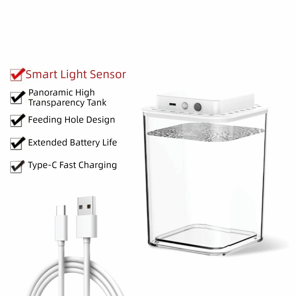 ZEIIE Trong suốt Bể cá để bàn Đèn LED cảm biến thông minh Tự tuần hoàn Cá vàng nhỏ Tan  Đồ trang trí bàn Hộp trưng bày mô hình Trang chủ - 3
