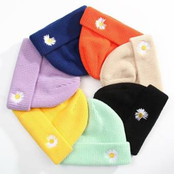 PVN19666 Mũ len cao cấp thêu hình hoa cúc T888