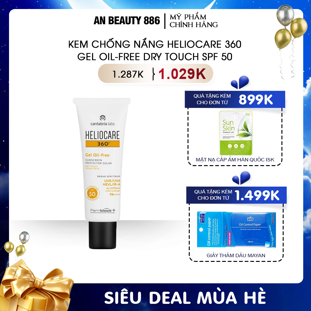 Kem chống nắng cho mọi loại da Heliocare 360 Gel Oil-free Dry Touch SPF 50