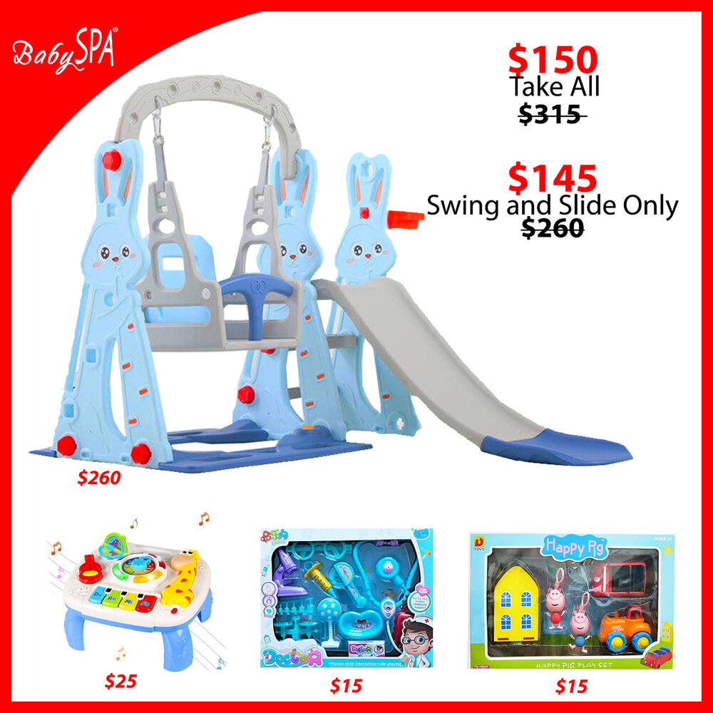 2 swings and slide set