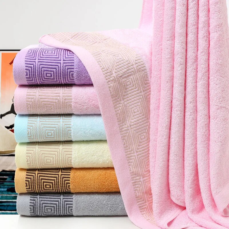 Bamboo Fiber Towels Set Bathroom Geometric Pattern Bath Towel For Adults Face Hand Towels Terry Washcloth Travel Sport Towel