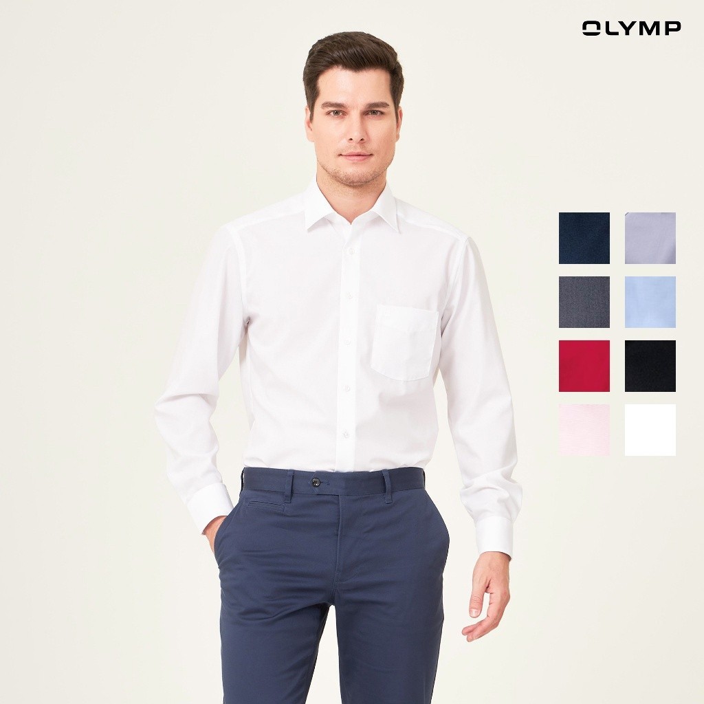 OLYMP LUXOR Shirt เสื้อเชิ้ตชาย สีพื้น มีหลายสีให้เลือก ทรงหลวม ใส่สบาย รีดง่าย (NOSLUX) รวมสี ราคา 780 บาท*ส่งฟรี