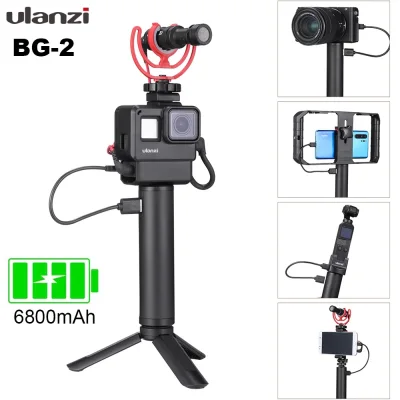 ULANZI BG-2 6800mAh Power Hand Grip Selfie Stick Powerbank Battery Charger for GoPro HERO 10 9 8 7 6 5 / DJI OSMO POCKET ACTION Camera