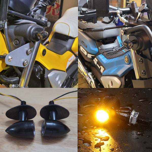 Bộ 2 xi nhan pat carbon chopper siêu nhỏ siêu sáng dùng Yamaha XSR155 PG1