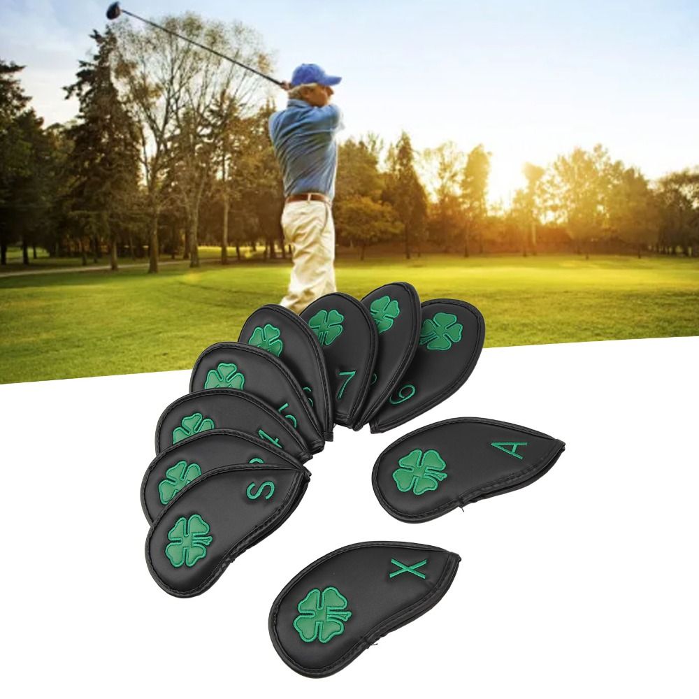 TU3Y 10 PCS Da tổng hợp Bọc gậy sắt golf Da Màu đen Bọc đầu gậy golf Phù hợp với tất cả Băng dính thần kỳ Bọc đầu gậy Gậy Golf