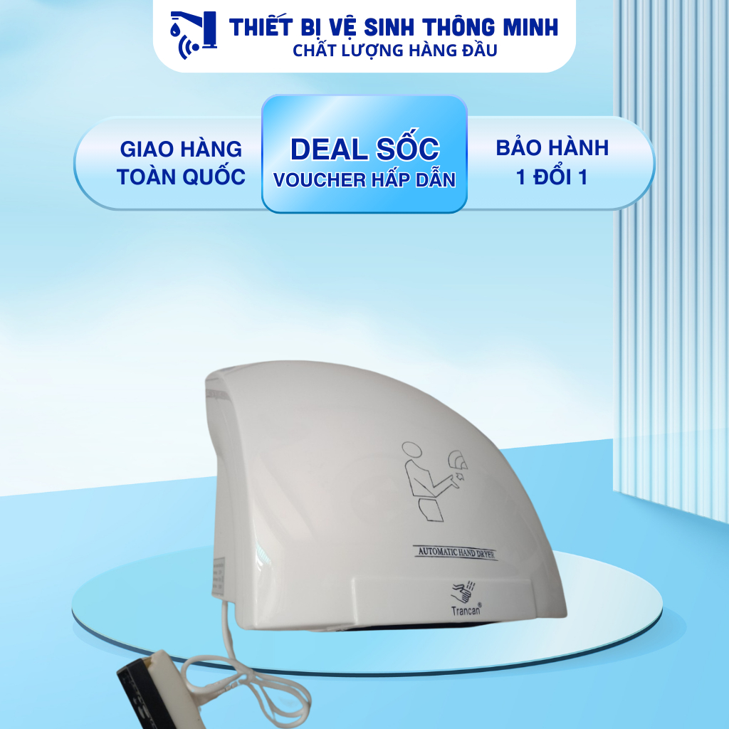Máy Sấy Tay Cảm Ứng 2 Chế Độ Nóng Mát Ốc Độ Quay Nhanh, Tiếng Ồn Thấp, Khô Tay Rất Nhanh Chóng - Dễ Dàng Tháo Lắp Máy
