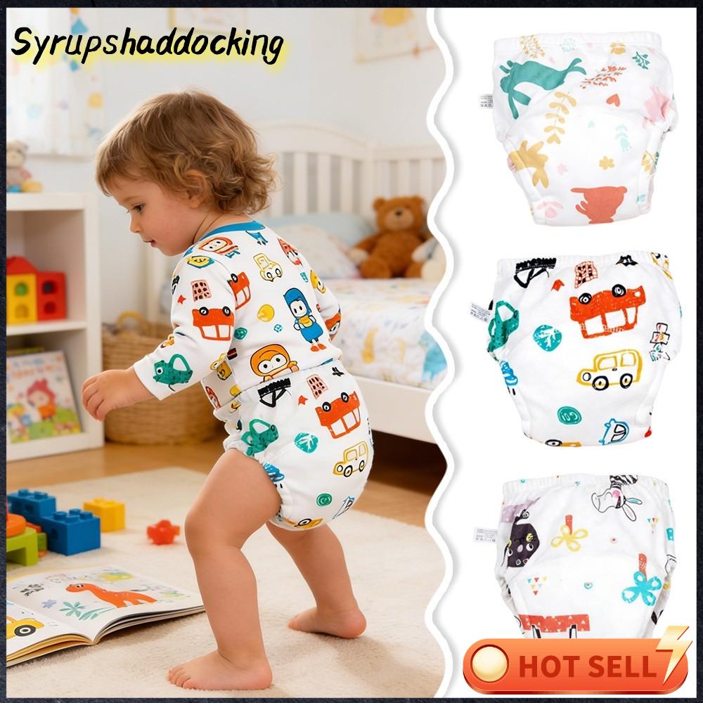 SYRUPSHADDOCKING Bông Quần tập cho bé Chống thấm nước Thoáng khí Quần tã Mềm mại Có thể giặt Quần short cho trẻ sơ sinh Sử dụng cho trẻ  biết đi