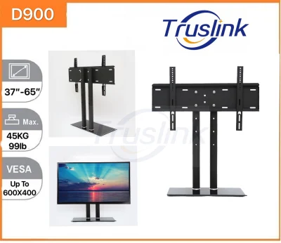 [SG Seller]Truslink TV Table Stand / TV Base / Table Top Stand / Tempered Glass Universal TV Stand - Table Top TV Stand for 37-65 inch LCD LED TVs - Height Adjustable TV Base Stand with Tempered Glass Base & Wire Management, VESA 600x400mm