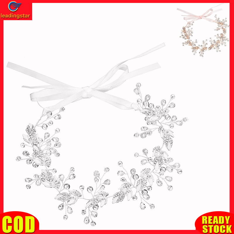 LeadingStar RC Authentic Crystal Bridal Headpiece Wedding Headband Rhinestone Alloy Leaves Headwear Bridesmaid Hair Vine Comfortable Fit Wedding Hair Ornaments For Women ราคา 210 บาท*ส่งฟรี