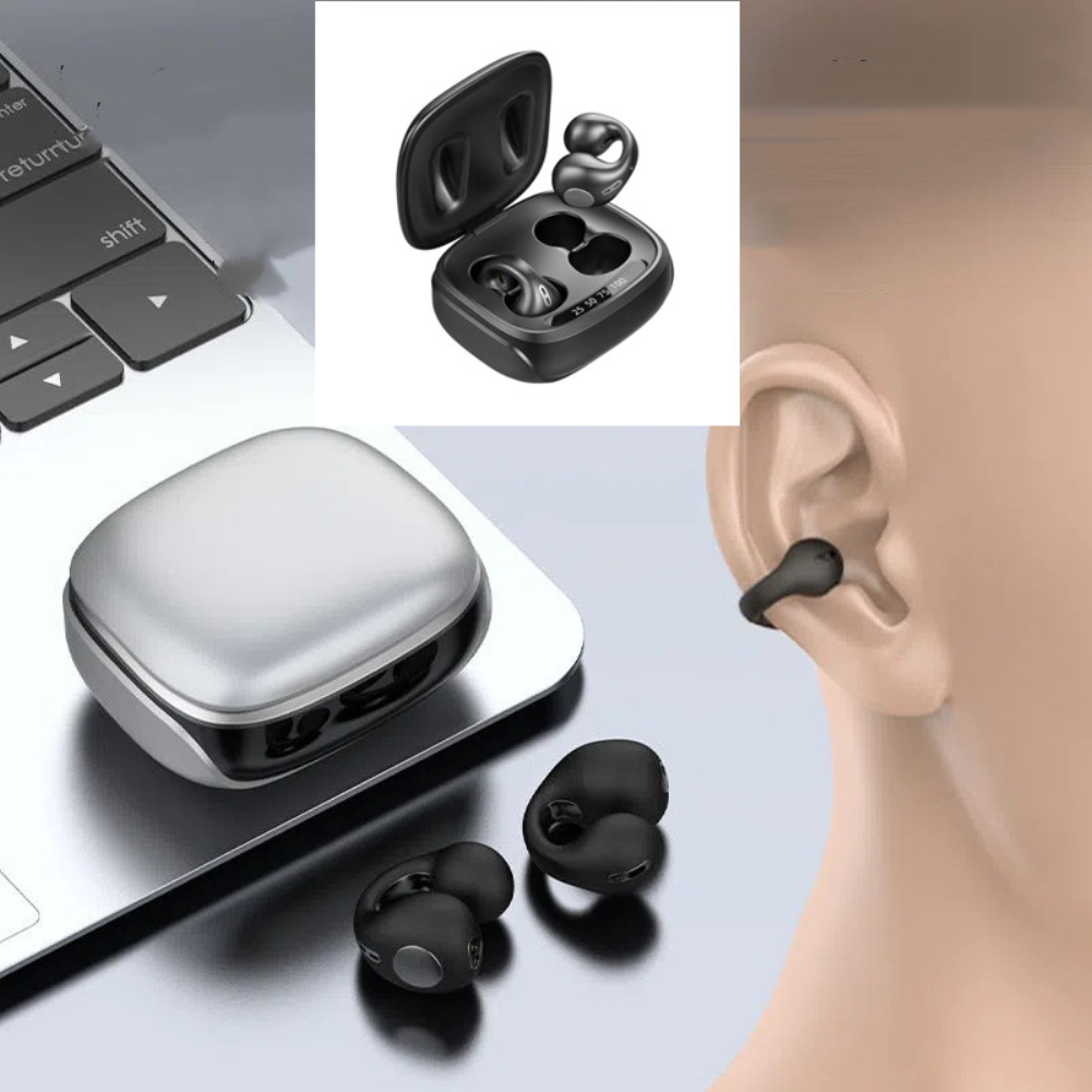 1 bộ tai nghe gắn tai không dây Tai nghe bluetooth không dây không thấm nước Tai nghe không dây Tai nghe bluetooth không dây không phải trong tai TWS tai nghe