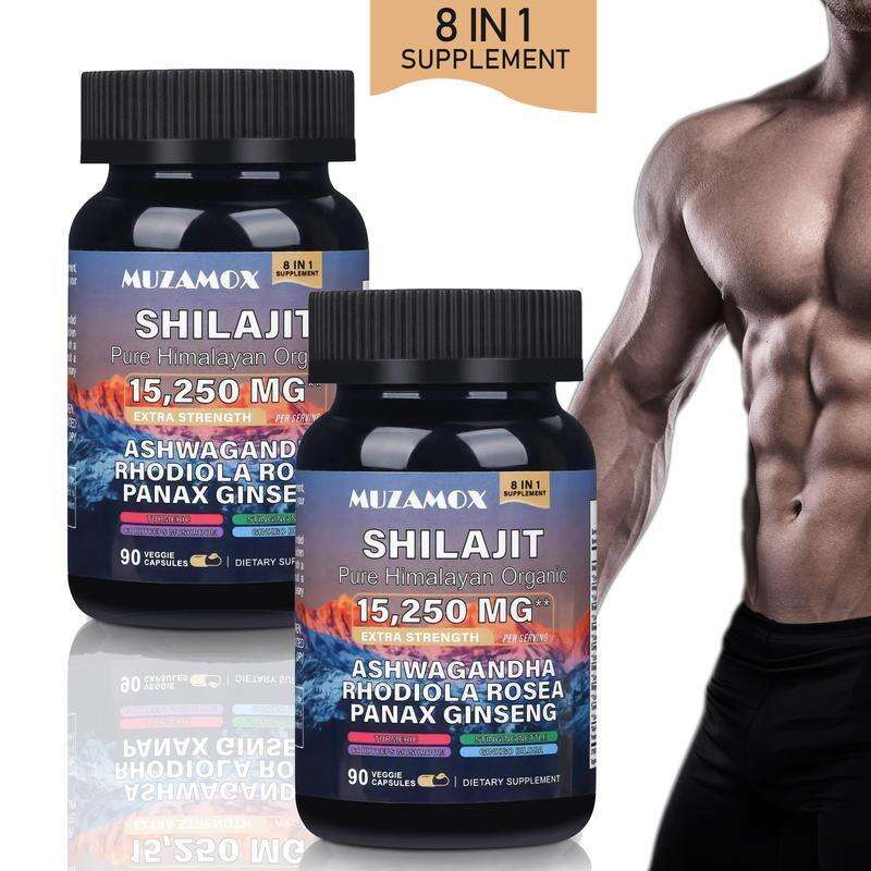 Bột Shilajit nguyên chất Himalaya 9000MG dung lượng cao, bổ sung năng lượng, chứa hơn 7 thành phần siêu việt, 90 viên nang chăm sóc sức khỏe.