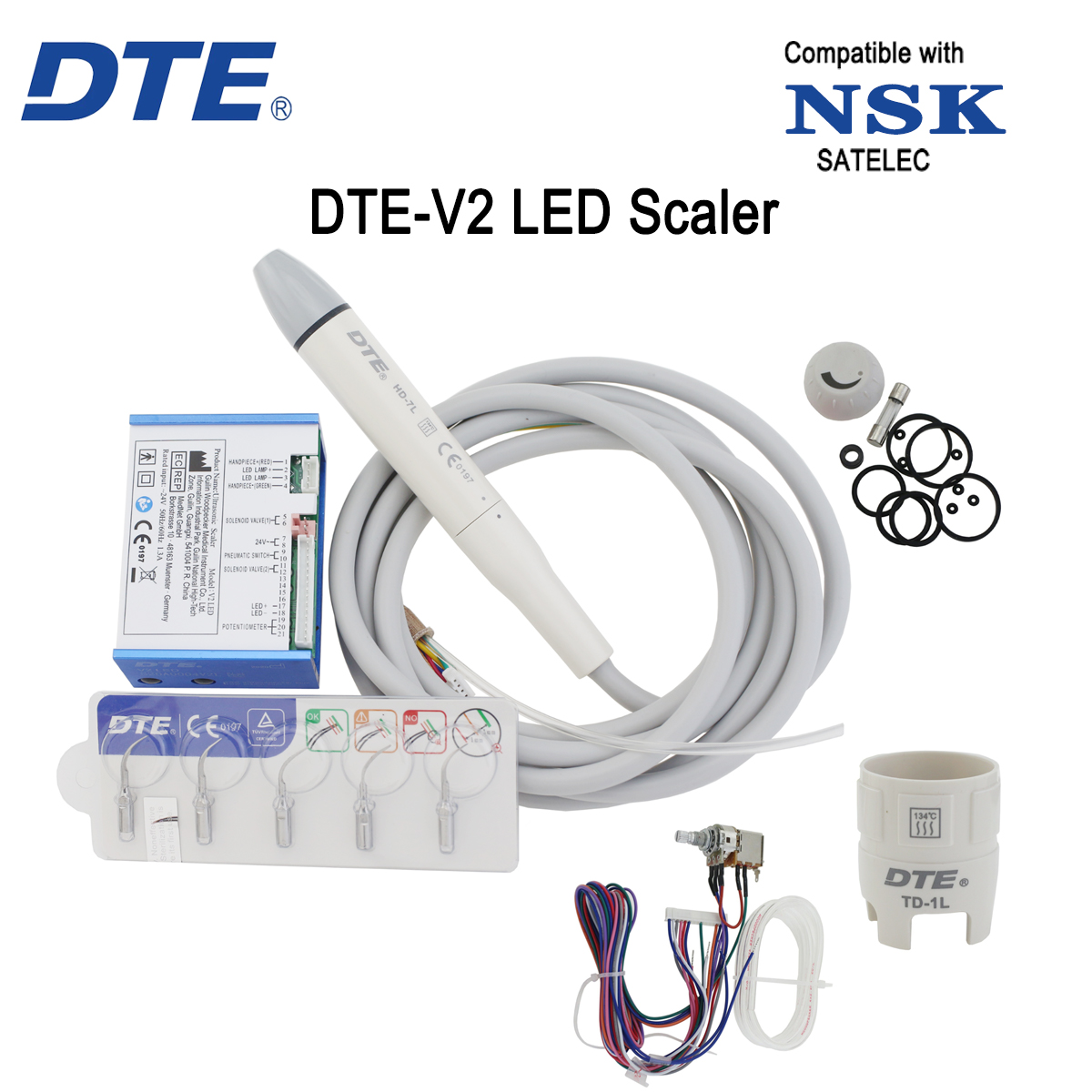 【Hot ticket】 Woodpecker Dte Ultrasonic Scaler Build In V2 Led Scaler Scaling Tips Fit Satelec Acteon Clean Whitening Product