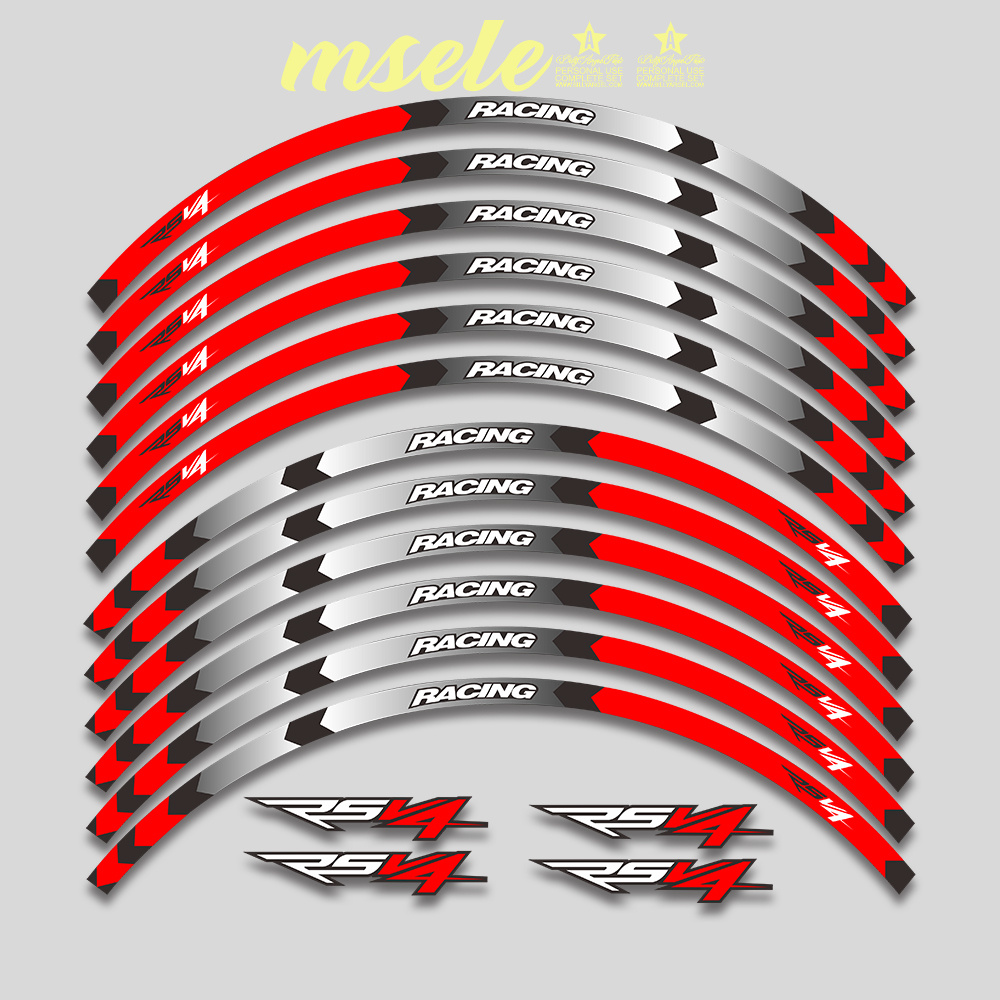 [msele] 17inch Motorcycle Accessories Stickers Rim Tire Decals Wheels Hub Reflective Stripe Set For Aprilia RSV4 rsv 4 RS V4 RF RFW