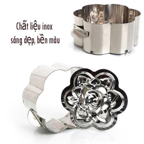 [Freeshipmax] KHUÔN XÔI INOX IN HÌNH HOA HỒNG