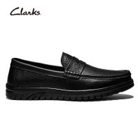 Clarks Mens Shoes Mens Cambro Step Slip on Casual Genuine Leather Shoes Black Mens Top-layer Soft Cowhide Casual Shoes