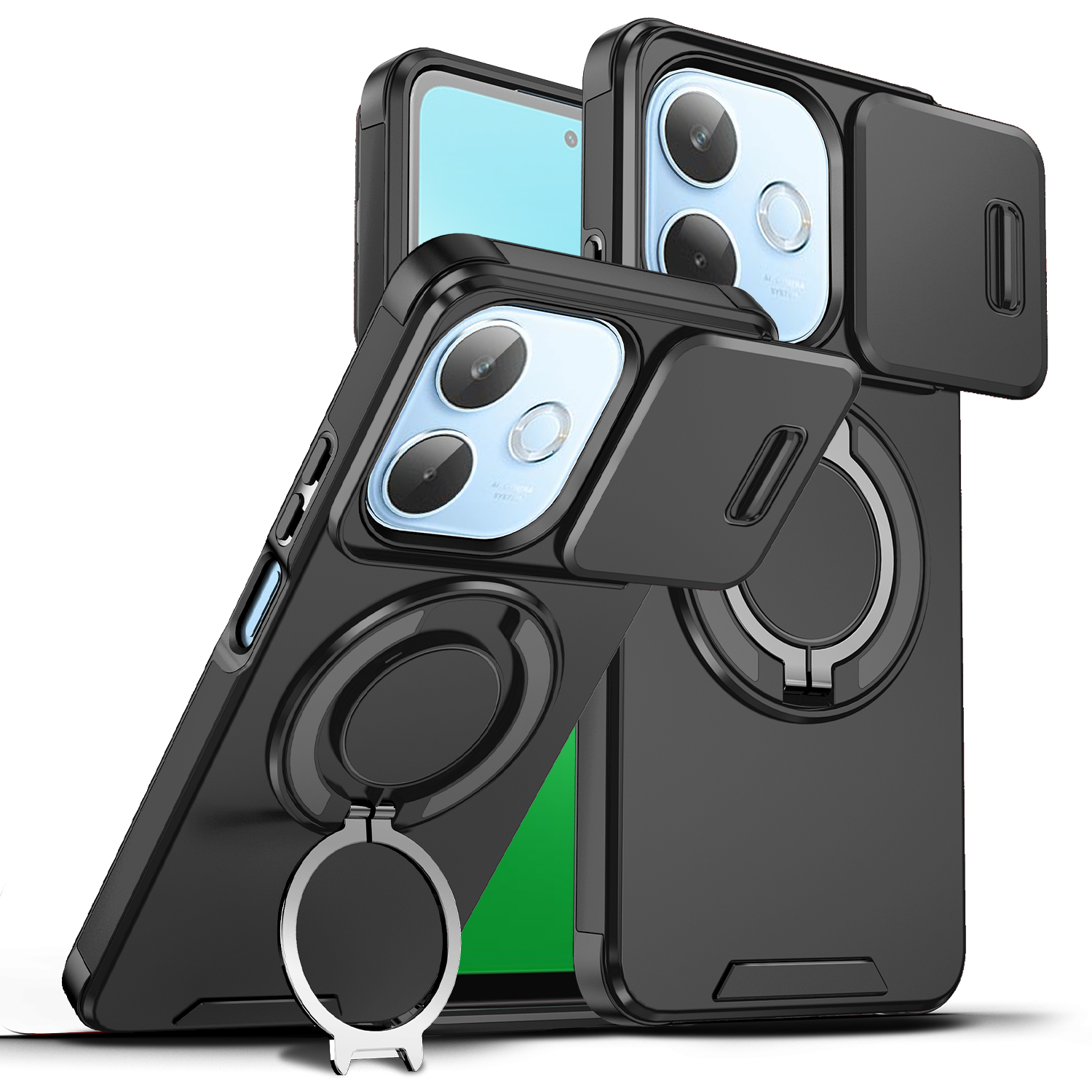 For Honor X8D Case Honor X8d Cover Honor X8d phone Case Magnetic Ring Armor Slide Camera Lens Case Magsafe Wireless Charge Cover - Image 2