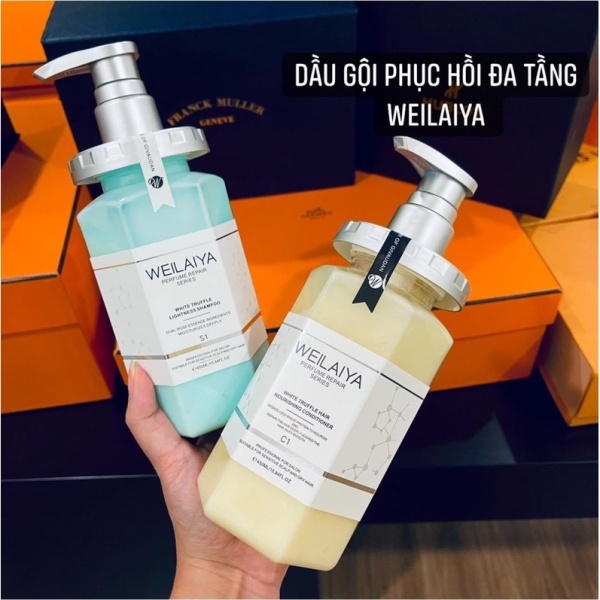 [Xả kho] Bộ Dầu Gội và Dầu xả phục Hồi Đa Tầng Nấm Truffle Weilaiya, Phục Hồi Tóc Khô Xơ, Sạch Gàu, Lưu Hương Nước Hoa 450mlx2 giá rẻ
