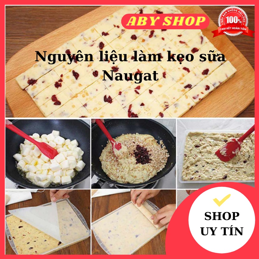 Set Kẹo Nougat Vị Sữa Hoa Hồng ⚡ LOẠI NGON ⚡ combo làm kẹo sữa nougat kẹo hạnh phúc gửi tặng yêu thương