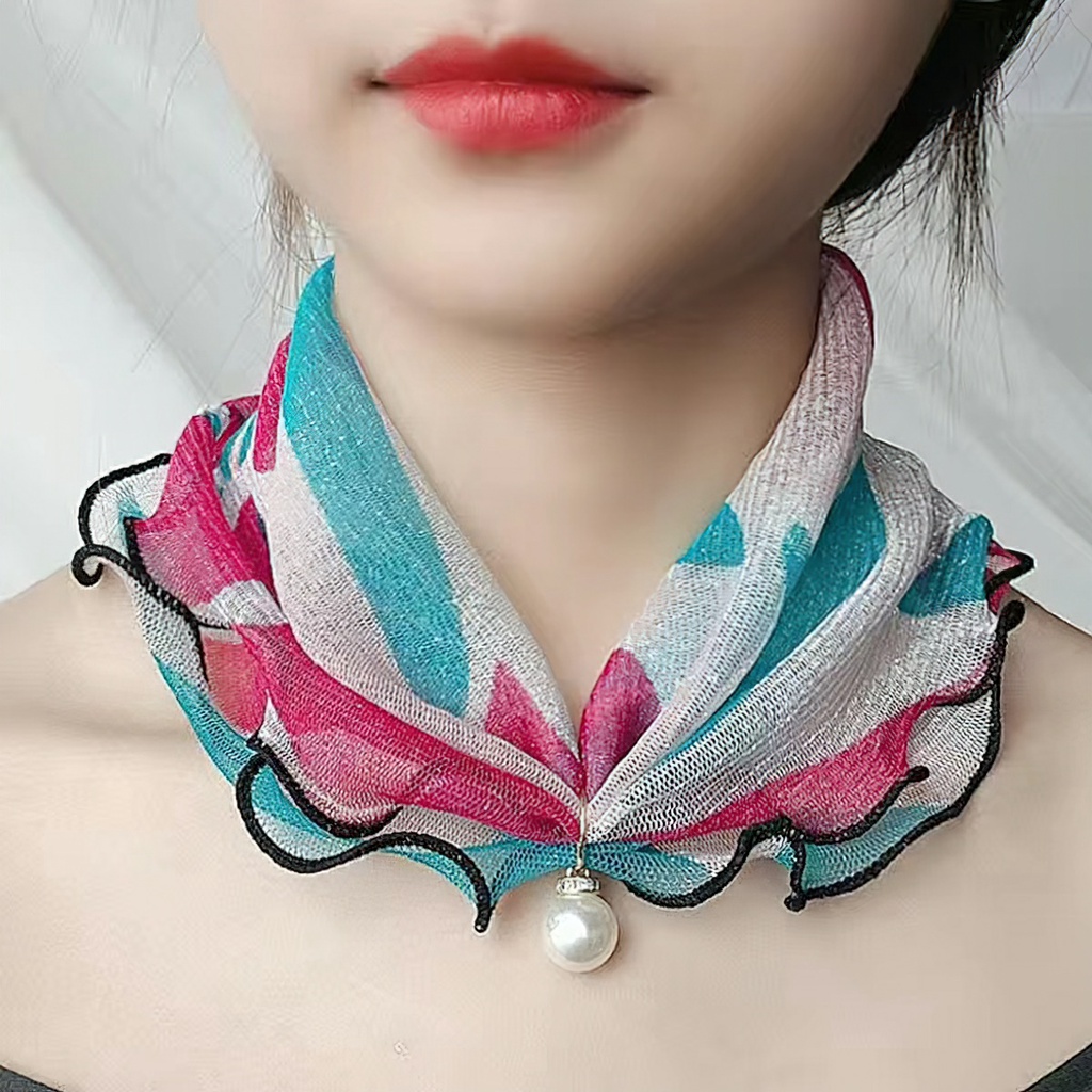 Khăn lụa vàng thanh lịch và thời trang đổi ren vàng khăn quàng cổ thời trang vuông khăn -lumbley