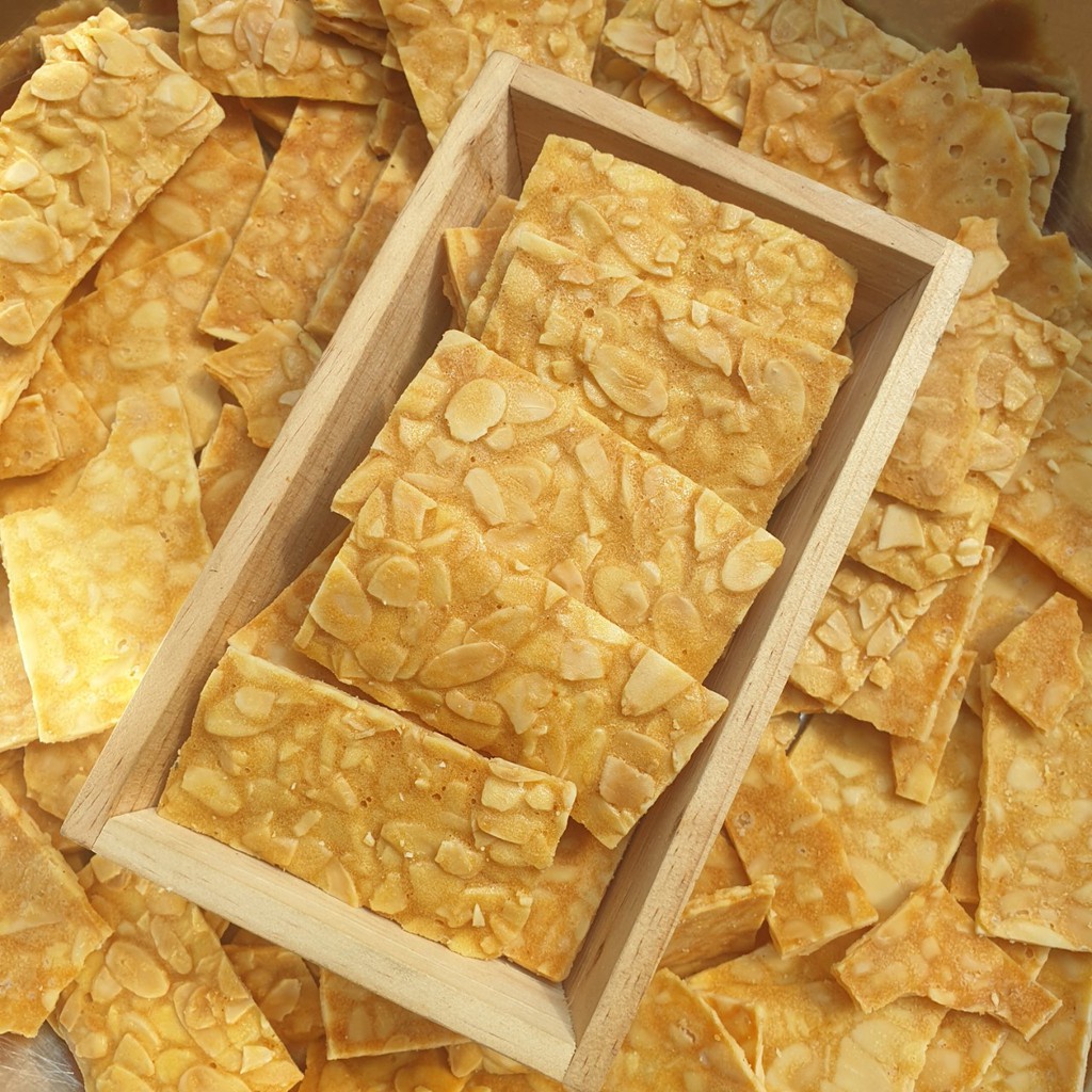  Bánh Ngói Hạnh Nhân Vị Truyền Thống Thơm Ngon - Bao Bì Từng Miếng - đồ ăn vặt 